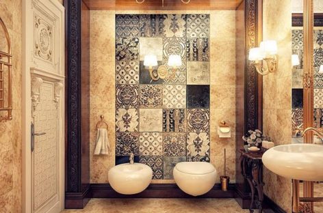 Phòng tắm lộng lẫy kết hợp giữa phong cách vintage và nét đẹp hiện đại