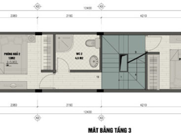 Xây nhà 3 tầng, 3 phòng ngủ trên đất 30m2