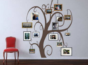Tường nhà ấn tượng với cây ảnh gia đình