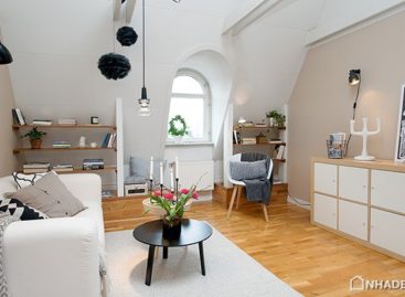Căn hộ thành phố theo phong cách Attic Thụy Điển với nội thất màu trắng