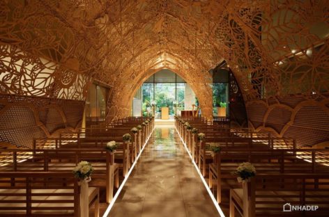 Nhà thờ cưới nổi bật với các hoa văn lấy cảm hứng từ thiên nhiên