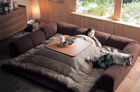 Chiếc giường kết hợp bàn sưởi Kotatsu Nhật Bản ấm áp