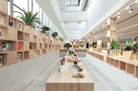 Độc đáo nột thất bằng gỗ của một cửa hàng công nghệ tại Trung Quốc